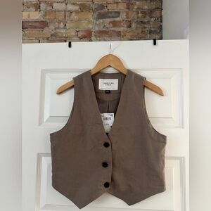 AE American Eagle Khaki Linen Vest Sz M NWT